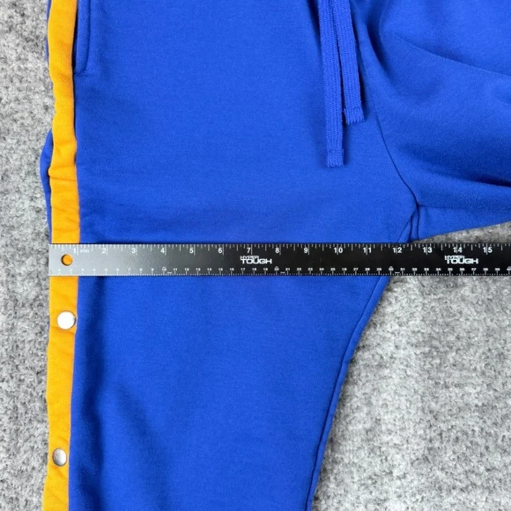 Reebok Forever 21 Mens XL Blue Yellow Snap Button Tear Away Track Pants Joggers